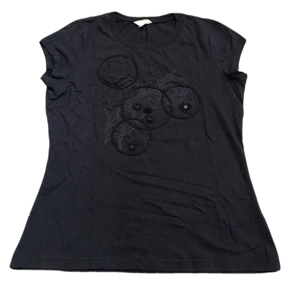 JACOB Connexion Black Beaded T-Shirt, Size M/M - Picture 1 of 6